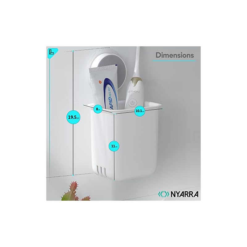 Nyarra Toothbrush Holder For Bathroom, Easy Wall Mount Magic Sticker Self Adhesive Multifunctional Organizer For Electric Toothbrush, Toothpaste(Nr-1358, acrylonitrile_butadiene_styrene, Pack Of 1) - Image 4