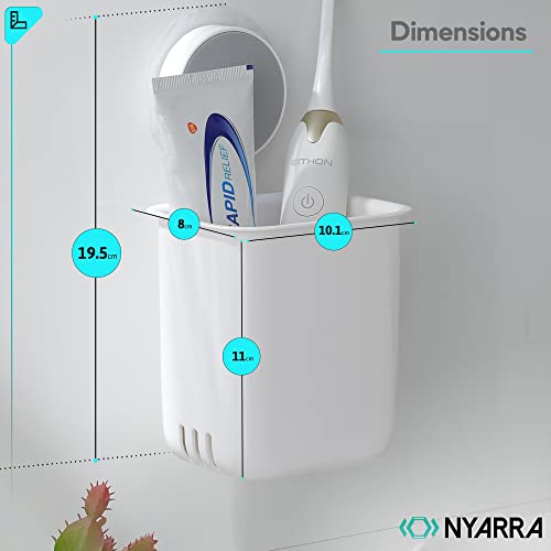 Nyarra Toothbrush Holder For Bathroom, Easy Wall Mount Magic Sticker Self Adhesive Multifunctional Organizer For Electric Toothbrush, Toothpaste(Nr-1358, acrylonitrile_butadiene_styrene, Pack Of 1) - Image 4