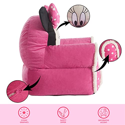 Idea Nuova Minnie Mouse Figural Sherpa Trim Bean Bag Chair, Small, Pink #TOP2