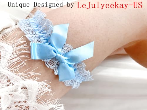 Blue Garters for Bride Wedding Garter Set for Bride Bridal Garter Leg Thigh Blue2