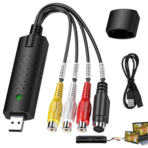 VHS to Digital Converter, RCA to USB Video Converter, USB 2.0 Video Convert Grabber, Convert VCR to Digital from VCR VHS Mini DV Hi8 DVD for MAC/PC