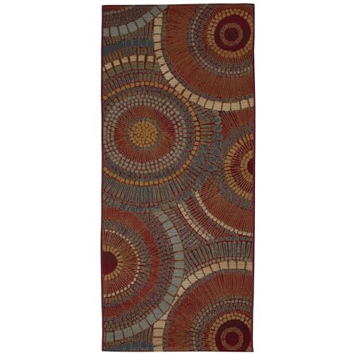 Liora Manne Esencia Machine Washable Non-Slip Low Profile Indoor/Outdoor Mat-Contemporary, Abstract, Geometric, Tile, Circles Saffron 1'11