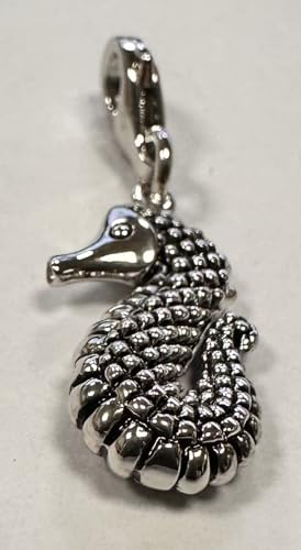 Image of Quiges 925 Sterling Silver 3D Ocean Seahorse Lobster Clasp Charm Clip on Pendant