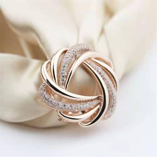 Image of CZ Twist Silk Scarf Clip Slides Brooch Lapel Pin for Women Girls Buckle Holder Wrap Scarf Ring Clasp Holder Tightener for Loose T Shirt Clothing Decoration Accessories Jewelry Party Gift
