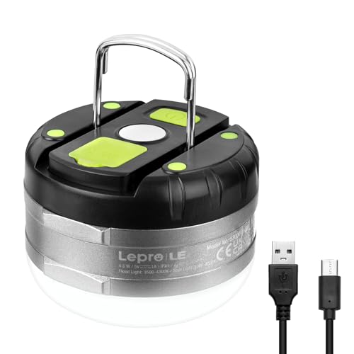 Lepro Lampada LED da Campeggio Ricaricabile USB, 5 Modalità Lanterna da Campeggio Portatile...