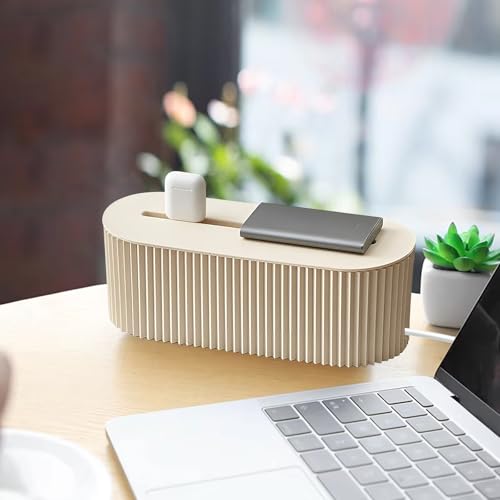 Kabelbox, Steckdosenbox Mit Deckel, Kabelmanagement Box Kabel Organizer Box 33cm x 13cm x 11cm, Kabel Aufbewahrungsbox Kabel Box Aufbewahrung, zum Verstecken und Organisieren von Kabeln, Weiß