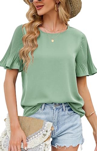 Oberteile Damen Chiffon GrüN Elegant Festlich Bluse Sportlich Modern...