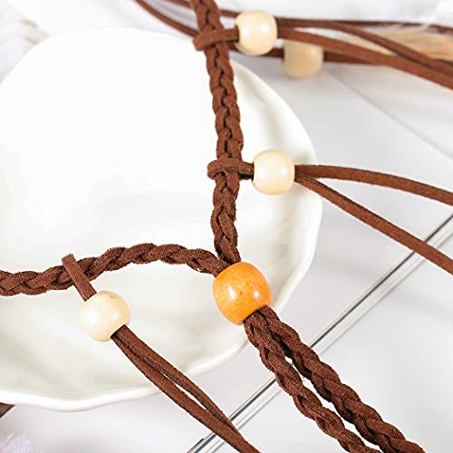 Gangel Bohemian Feather Hairband Indian Gypsy Headband With White And Brown Feather Tassel Hemp Rope For Festival Masquerades Carnival Hippie Costume Indian Hair Feather Women's Hair Prom Accessories #TOP3