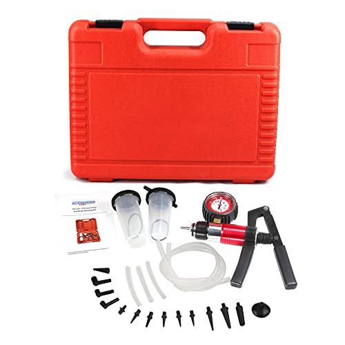 YIEJIFIRE Kit de Purge de Frein 21 pièces testeur de Pompe à Vide à Main avec étui d'adaptateurs Outil de système de Purge d'huile de Fluide d'embrayage de Frein à Un Homme Cover