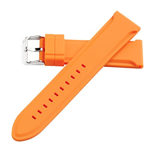 22mm Orange Bevel Men's Diver Watch Band Strap Hadley Roma MS3377 Fits Pebble