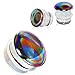 Pierced Owl Glass Aurora Rainbow Single Flare Plug Gauges with Clear Silicone O-Ring, Sold as a Pair (16mm (5/8