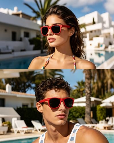Image of Joopin Square Sunglasses Polarized UV400 Designer Sun Glasses Men Women | Oversized, Plastic Frame, Retro, Vintage, Unisex, Trendy Shades for Driving, Party, Fishing, Business, Costume