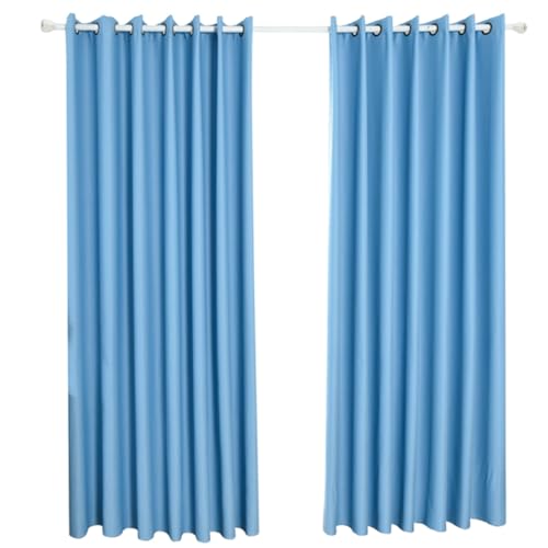 SOIMISS Cortinas Opacas para Ventana 100 x 250 Cm Azul Poliéster Tejido Grueso Ojales Aislamiento Térmico Decoración Sala y Dormitorio 1 Unidad