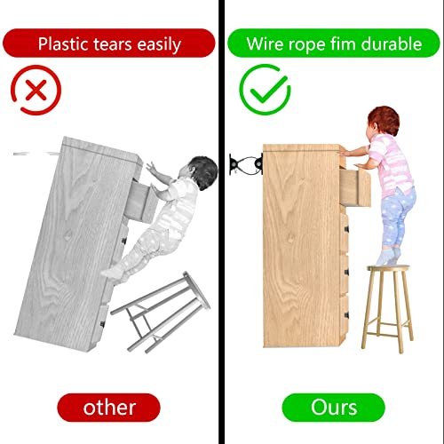Furniture Anchors Anti-Tip Kit (6 Pack)- Furniture Straps for Baby Proofing, Secure 400 lbs Cabinet Prevent Falling Prevention Strap, Wall Anchor Prevent Child Pet Safety, HOME MASTER HARDWARE. - Thumbnail 4