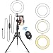 LED Ring Light 8" with Tripod Stand Adjustable 15.6" to 59", Universal Cell Phone Holder, Color Change and Brightness Controllable, Camera Ringlight for Makeup Live Stream Photography YouTube Video