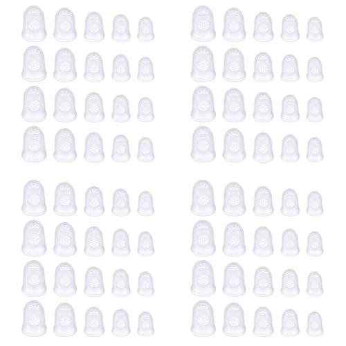 Kikolufy 80 Protectores para Punta del Dedo, 5 TamañOs Tapas de Dedos para Ukelele, para Guitarra...