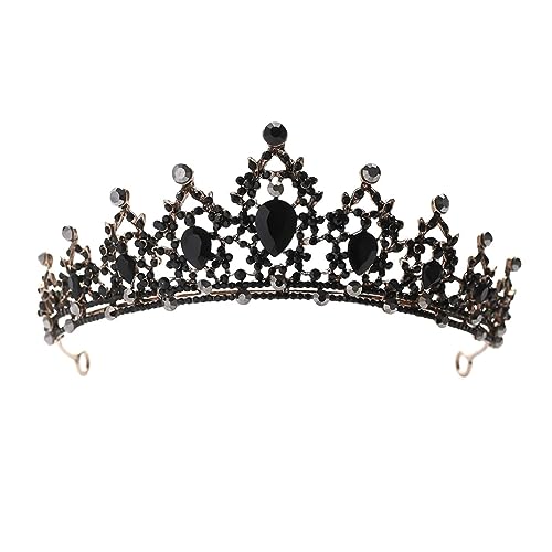 Tiaras de diamantes de imitación negros y coronas de cristal para tocados de boda