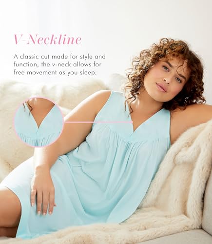 Image of Exquisite Form Women's 30107 Nylon Tricot Sleeveless Short Knee Length Nightgown