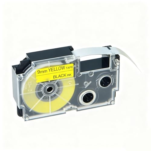 Image of ZIBUYU 9mm Label Tape for Casio Label Printers Yellow with Black Ink | Compatible with KL Series (KL-120, KL-60, KL-820), Waterproof & Fade-Resistant, 1 Roll