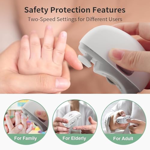 Image of SNOWCLAD Electric Nail Clipper Automatic Nail Trimmer with LED Light, 2 Speed Rechargeable Nail File, 2-in-1 Safe Nail Cutter for Kids, Elderly, Adults & Caregivers Portable Manicure Tool