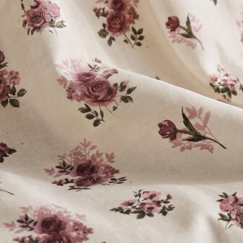 Image of HOMEMONDE King Size Bedsheet | Cotton Flat Sheet with Two Pillow Cover | 186 TC |Floral Design| All-Season Soft Bedsheet for King Bed (108 x 108 Inch /274 x 274 cm, Blush Garden)