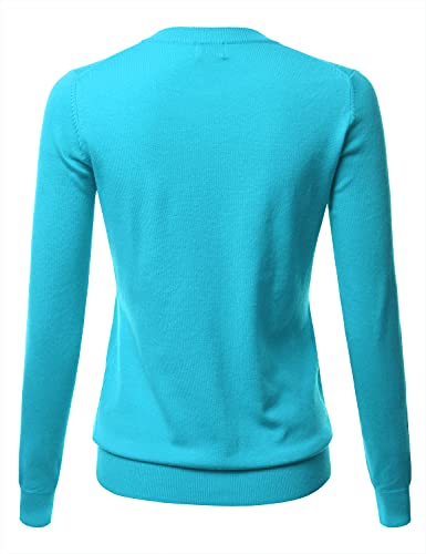 Image of LALABEE Women's Crew Neck Gem Button Long Sleeve Soft Knit Cardigan Sweater