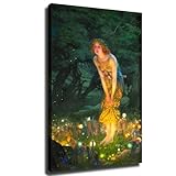 Midsummer Eve Wall Art -Edward Robert Hughes -Fairy Painting Neoclassical Novue Poster Canvas Image Printing Wall Art Decor Aesthetics Living Room Bedroom Home Background Famous Paintings Printmaking (16x24inch-Farmed)