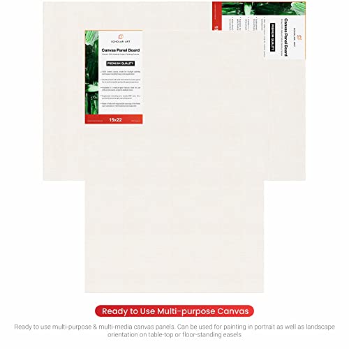 Image of Scholar Art Hobby Series 04 Oz (230 GSM) 100% Cotton Canvas Panel Board for Painting (White Blank Canvas Boards for Acrylic Paint, Oil Paint, Wet & Dry Media) | 15 inchx22 inch (37.5x55 cm), Pack of 6