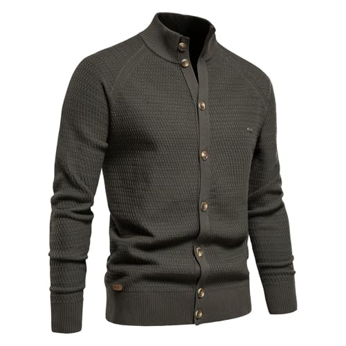 KELYWELL Men's Cardigan Sweaters Button Down Knit Sweater Stand Collar Sweaters Fall Winter Chunky Ribbed Sweaters2