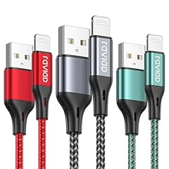 RAVIAD Cavo iPhone 1M 3Pezzi [Certificato MFi] Cavo Lightning Carica Rapida Cavo iPhone USB Nylon Caricatore iPhone per iPhone 14 13 12 11 Pro Max XR XS X 8 7 6 6s Plus 5c 5s 5 SE 2020