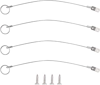 4 Pcs Full 316 Stainless Steel Lanyard Cable w' Drop Cam & Quick Release Ring Prevents Loss, Plastic Coating Tether Length 12", Free Installation Screws