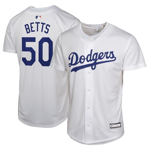 Mookie Betts Los Angeles Dodgers MLB NFL Kids Youth 8-20 White Home Player Jersey (10-12)
