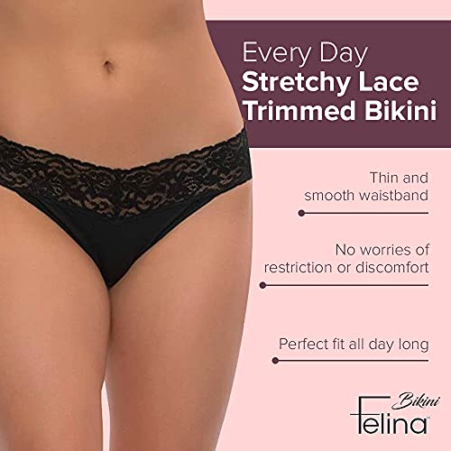 Felina Stretchy Lace Trimmed Bikini Underwear - Sexy Underwear For Women, Bikini Panties, Seamless Panties (5-Pack) (Pastel Skies, S/M) #TOP1