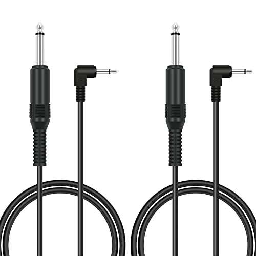 2 cables de audio 6.35mm mono a 3.5mm mono ángulo 90°