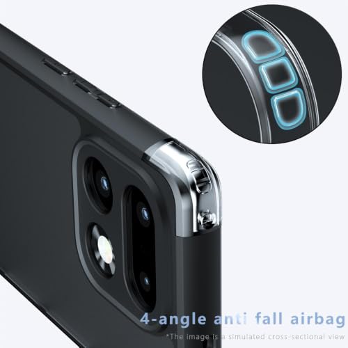 Image of Matte Black Phone Case with Air Bags for Realme 16 Pro 5G, PC+TPU, Anti-Fingerprint, Micro Arc Edge, Never Turns Yellow, Skin-Friendly Feel, Camera Protection, Black
