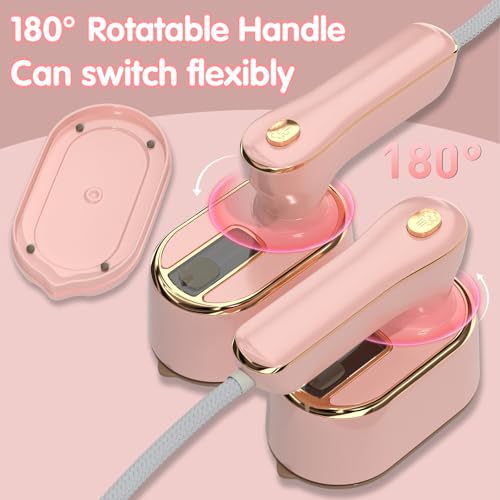 Image of Travel Steamer Iron for Clothes Mini - Portable Ironing Machine Travel Small Size Portable Steamer Travel College Dorm Home Essentials (Coralpink)