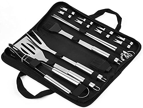 Kixre Grill Cutlery Set, 20-Piece BBQ Grill Cutlery Tool Set, Stainless Steel Grill Accessories Set, Grill Accessories, Grill Tool with Carrying Bag, Outdoor BBQ Utensils, Garden and Camping