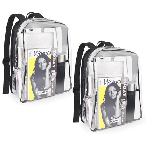 Image of JOMPARO Clear Backpacks for School College Work, 2 Pack Bundle Clear Bookbags Transparent Backpacks