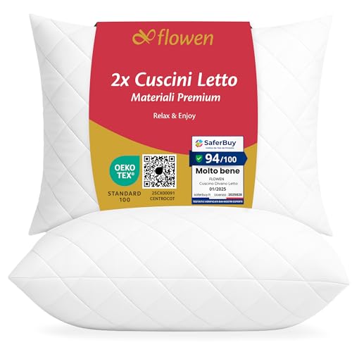 Cuscini Letto Coppia di Guanciali 50x80 per Dormire Imbottitura Standard