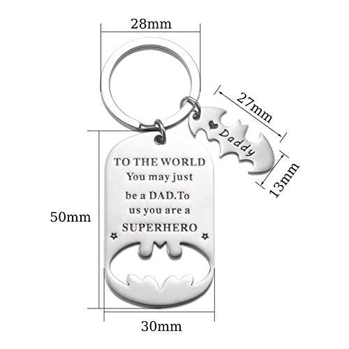 Image of Father Keychain, Batman Keychains for New Dad Step Dad Grandpa Son, Fathers Day Birthday Gift for Daddy from Daughter