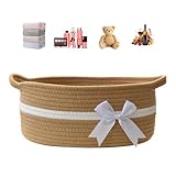 Aufbewahrungskorb,Geschenkkorb Leer Mit Griff,Korb Geflochten Niedliche Dekoration Für Das Wohnzimmer,Baumwolle Geflochtener Korb Handtücher,Bücher,Kleines Spielzeug,Geschenke(Khaki/30 * 20 * 13CM)