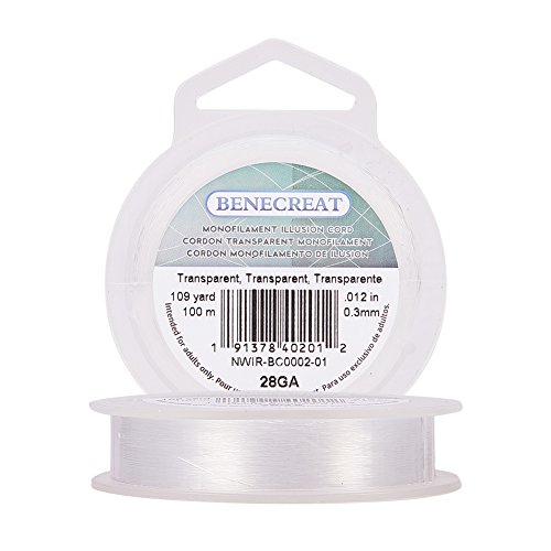 BENECREAT 100m 0.3mm Fishing Nylon Beading Thread Wire for Hanging, Bracelet and Jewelry