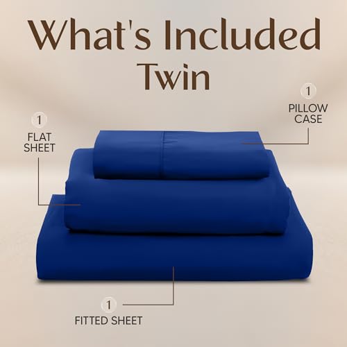 Image of Utopia Bedding Twin Sheet Set - 3 Piece Bed Sheets for Twin Size Bed, Soft and Breathable Microfiber, Includes 1 Fitted Sheet, 1 Flat Sheet and 1 Pillowcase - Oeko Tex (Royal Blue)