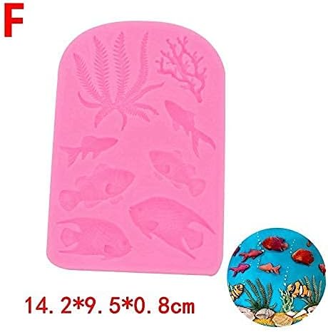 Miniatura 4 de Molde de silicona de algas marinas de pescado para cupcakes de coral de mar, moldes de chocolate, bricolaje para tartas, frontera, fondant,