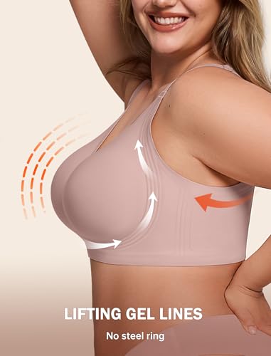 Image of LetsJoli Bras for Women Supportive Wireless Push Up Bra Full Coverage No Underwire Seamless Plus Size for Older Women