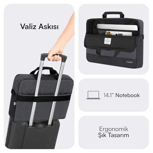 Mack Unicity Eco MCE-1111 Çevre Dostu Laptop Çantası, YKK Fermuarlı Macbook Çantası, MacBook Air/Pro ile Uyumlu Bilgisayar Çantası, Erkek Kadın 14.1 inç Notebook El Çantası, Siyah