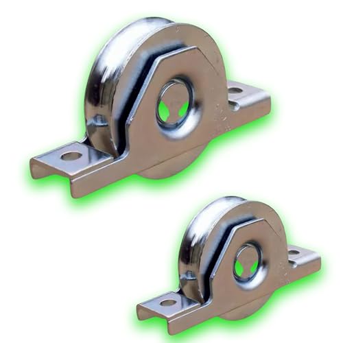 DECO FER FORGE- 2 Roues Galet Portail Coulissant Rainure Gorge Ronde en U- Roulette Portail Coulissant A Encastrer- Diamètre Roue Ø 50 mm Support 100 kg-...