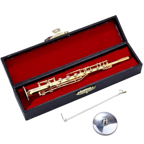 Saxophone miniature doré à l'or fin, une pièce de collection d'exception avec support
