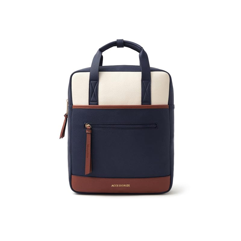 London Women's Blue Faux Leather Backpack | Stylish Ladies Rucksack | Casual Daypack for Travel & Work| Zipper Travel Bag for Women | Leather Backpack-image-32