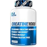 Evlution Nutrition Creatine Monohydrate Capsules - Pre and Post Workout Recovery Creatine Pills Men & Women's Muscle Gains Strength and Recovery - Vegan & Gluten Free, 500mg Per Capsule (60 Servings)